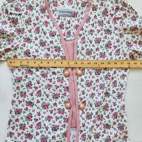 Vintage Classic Apparel Pink Floral Top Shirt Buttons Grandma Feminine Cute - Picture 6 of 6